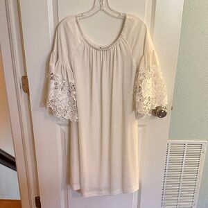 Ralph Lauren Cream Dress with Lace Sleeves